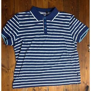 BOSS Hugo Boss Polo Shirt Mens XXL Blue Striped Pima Cotton Regular Fit
